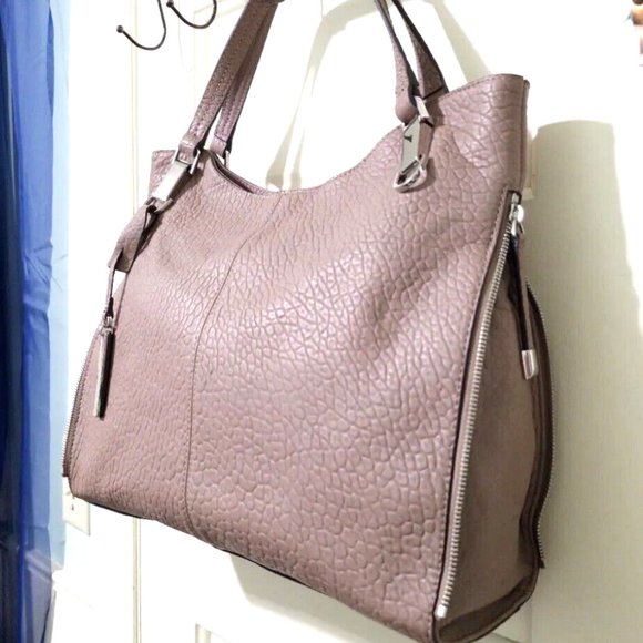 NEW Vince Camuto CASHMERE Taupe 100% Leather XL Satchel Shoulder Bag Expandable - Picture 5 of 13
